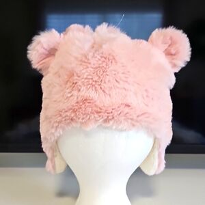 Pink Fuzzy Bear Ear Hat for Kids